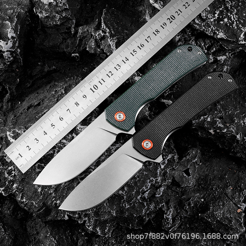 户外随身折叠刀轴承锋利高硬度D2刃亚麻柄小刀现货折叠小刀战术刀