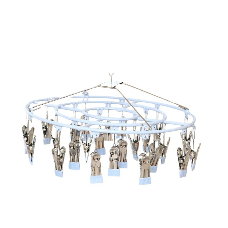 Acero inoxidable 24-clip calcetines de secado clip de secado rack multi-clip hogar colgando ropa a prueba de viento multi-funcional secado ropa interior calcetines clip