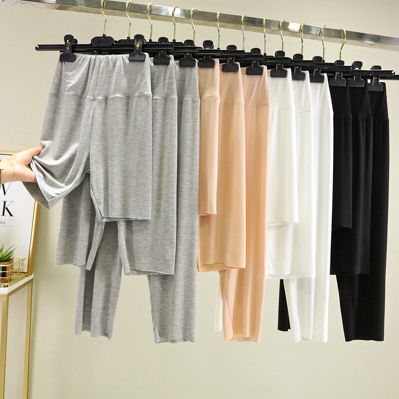 Modal Safety Pants Women's Summer plus size Stretch Not Curl Tight Pants Thin High Waist Abdominal Anti-running Light Leggings