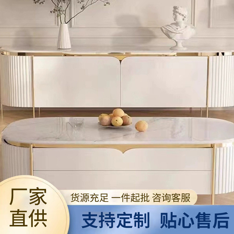 Light Luxury Minimalist Coffee Table and Tv Cabinet Set for Living Room, Home Use, Lacquered Rock Slab Tea Table, Storage Decorative Cabinet with Gold-Edged Frame Light Luxury Minimalist Coffee Table and Tv Cabinet Set for Living Room, Home Use, Lacquered Rock Slab Tea Table, Storage Decorative Cabinet with Gold-Edged Frame