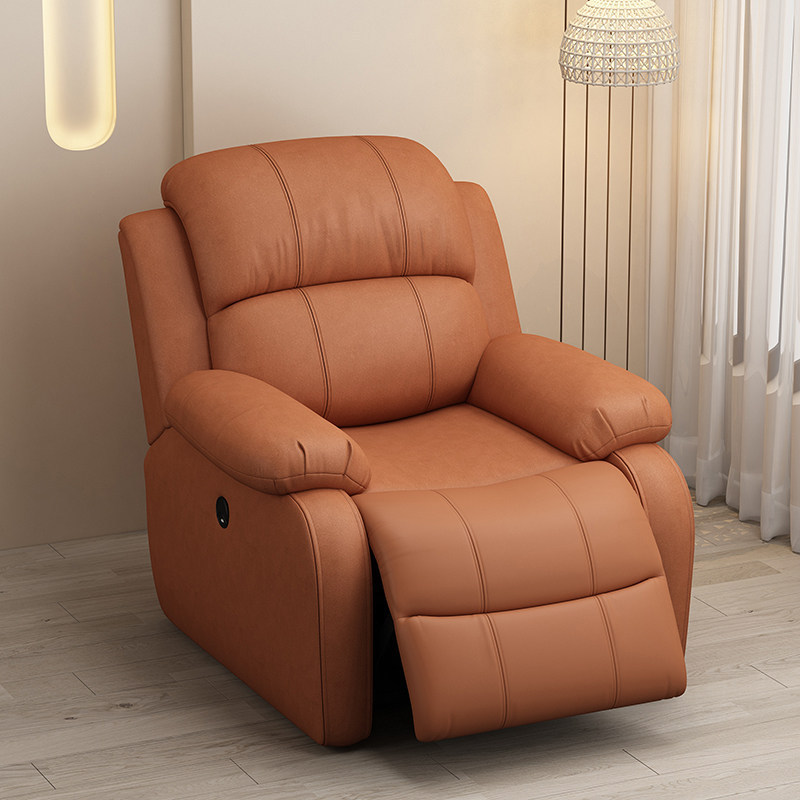 First-Class Space Capsule Sofa, Tech Fabric Single-Seat Electric Massage Chair, Multifunctional Lazy Chair for Living Room, Genuine Leather
