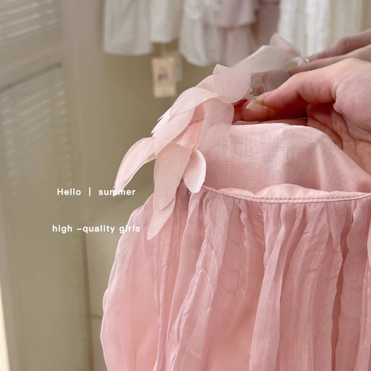 Vestido de ropa para niños Xianning Seven, vestido de hadas rosa para niñas, vestido de princesa dulce para bebés de verano, falda de tirantes sin mangas