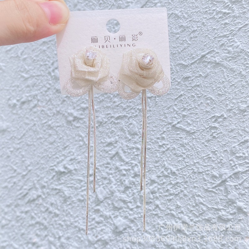 丽银/丽贝丽影蔷薇花耳环项链女仙气森系小众设计感新娘宴会饰品|undefined