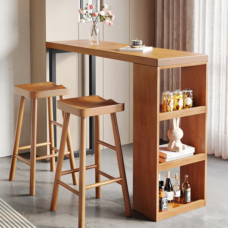 Nordic Small Apartment Solid Wood Bar Table and Chair Combination Living Room Wall-Mounted High Bar Table Partition Log Bar