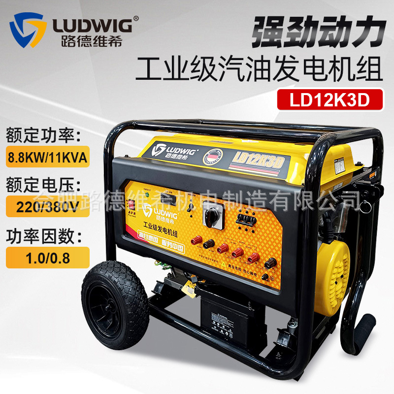LD12K3D工业级12KVA汽油发电机组220V/380V等功率家用单三相通用