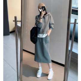 2025春秋大码胖mm女装连帽卫衣半身裙套装休闲时尚两件套200斤300