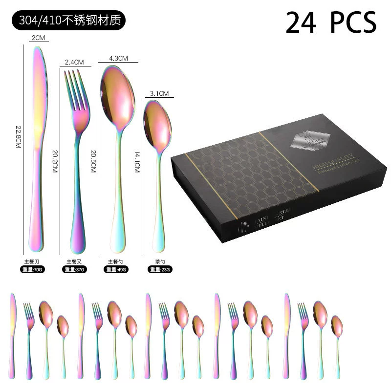 Tableware stainless steel, set, (Cross-border trading), 24 pieces