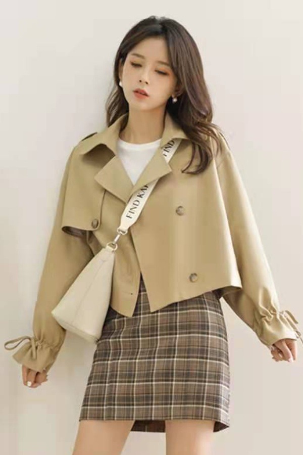2025 New Korean Style Spring and Autumn Loose Petite Trendy Jacket for Women, Trendy Ins Spring Street Short Blazer Trench Coat