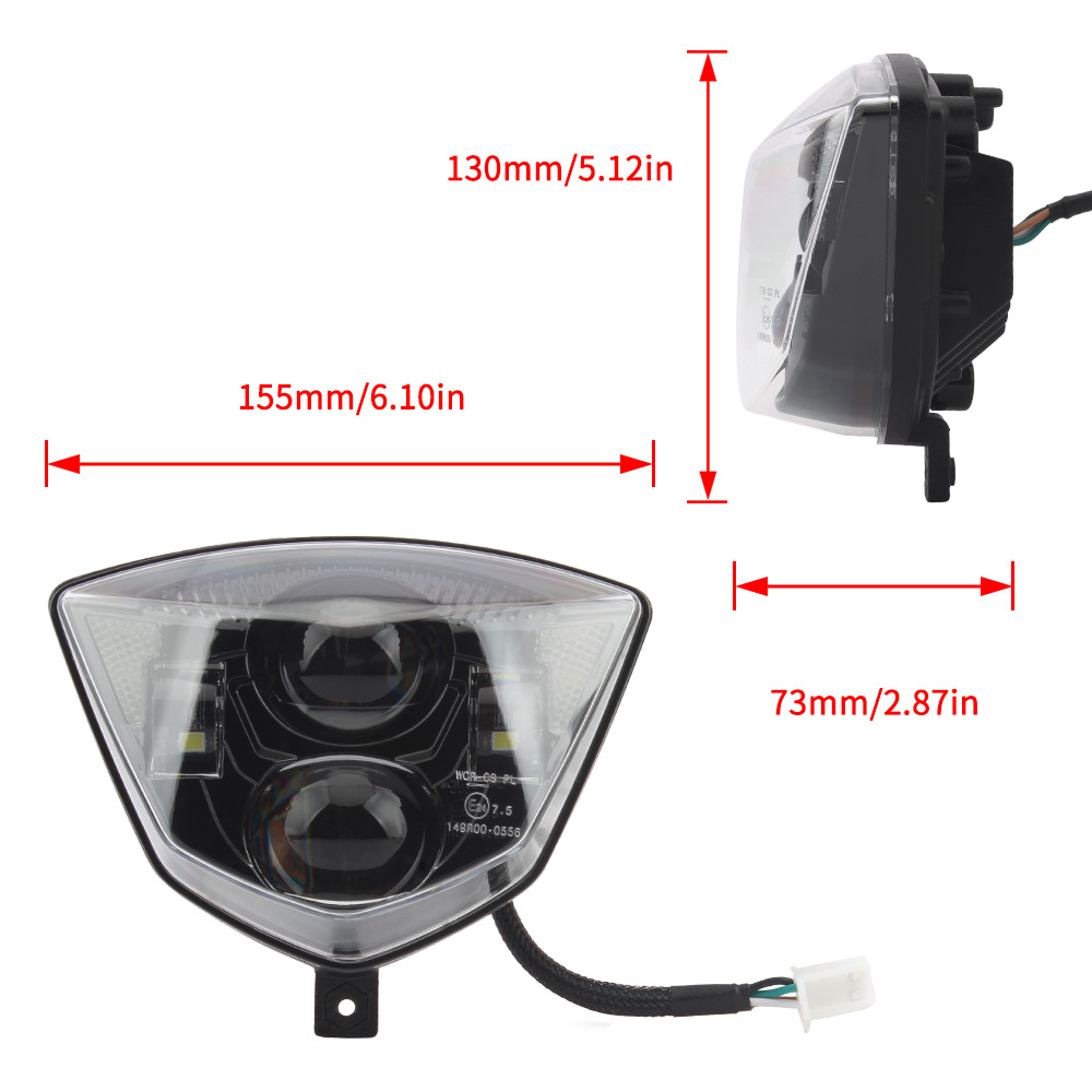 GAS double round convex mirror LED headlight motorcycle EC 250 250F 300F EX 300 off-road motorcycle lamp wick