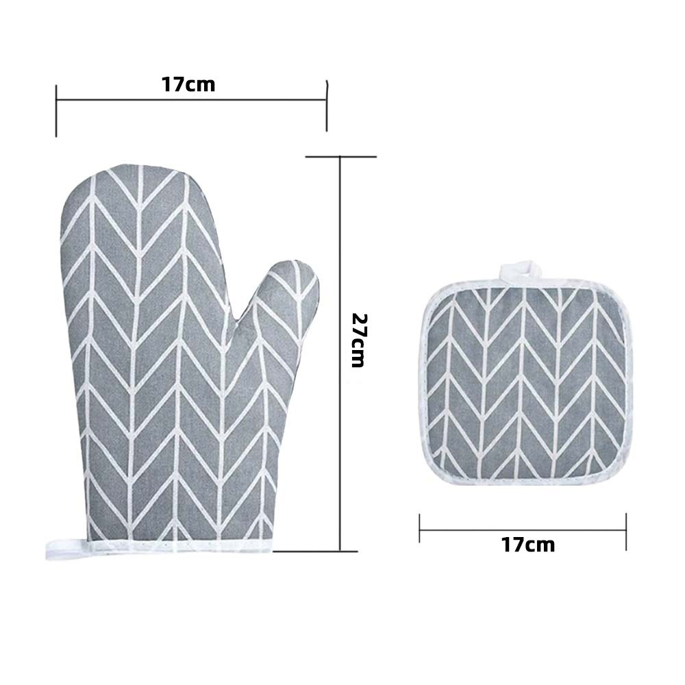 Guantes de cocción de algodón y lino guantes de microondas guantes de aislamiento térmico guantes de horno gruesos guantes resistentes a altas temperaturas guantes a prueba de quemaduras