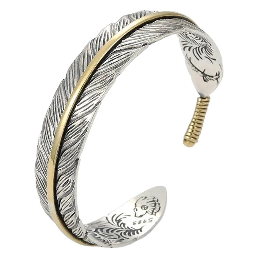 Transfronterizos nuevos hombres retro diseño creativo personalizado pluma pulsera apertura ajustable tamaño fábrica ventas directas image 1