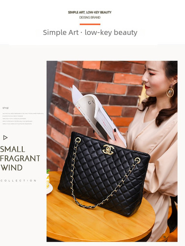 2024 Summer New Model Large Capacity Diamond Pattern Crossbody Bag, A4 Versatile Fashion Bucket Bag with European and American Chain Strap