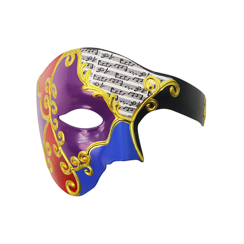 Máscara de media cara de nota de crack veneciana transfronteriza Máscara de fiesta de disfraces vintage para hombre Máscara de Halloween