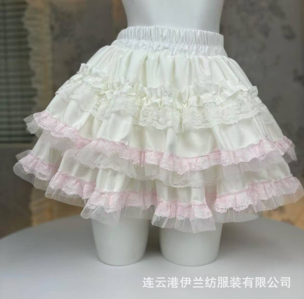 Sweet White Lace Puff Cake Half Skirt, High-Waist Slimming Cosplay Ballet Style — detail image 9
