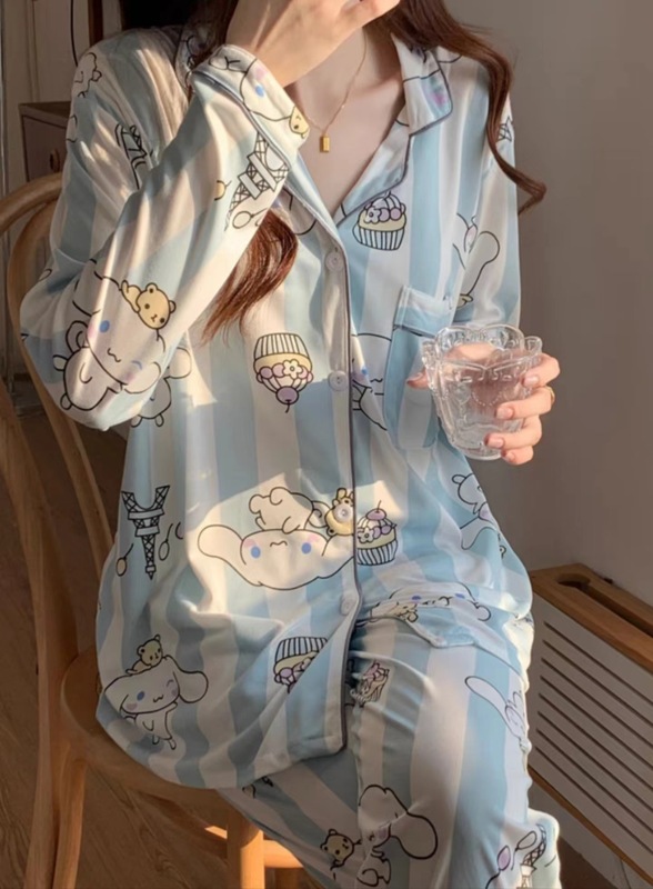 メーカー卸売春と秋の女性用パジャマ漫画ホーム服女の子長袖ズボンラペル在庫ありかわいいダブルロング|undefined
