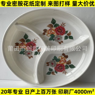 Melamine Flower Paper Fruit Plate Peony Rose Pattern Living Room Coffee Table Fruit Snack Plate Eco-friendly Drop-resistant Easy Cleaning