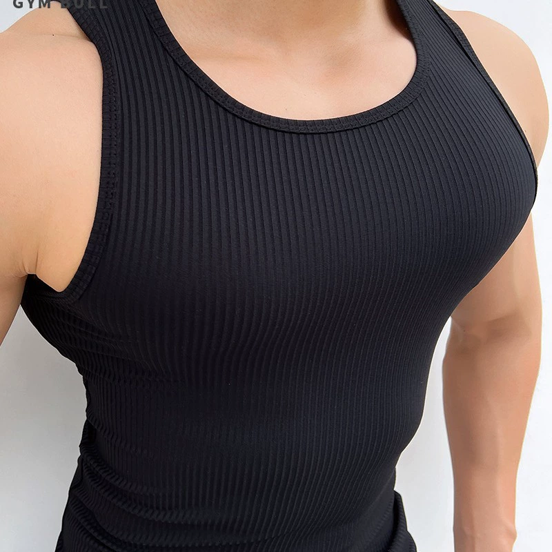 Новый модный бренд, Быстросохнущий эластичный облегающий спортивный жилет для бега, мужской жилет без рукавов, одежда для фитнеса и тренировок на лето