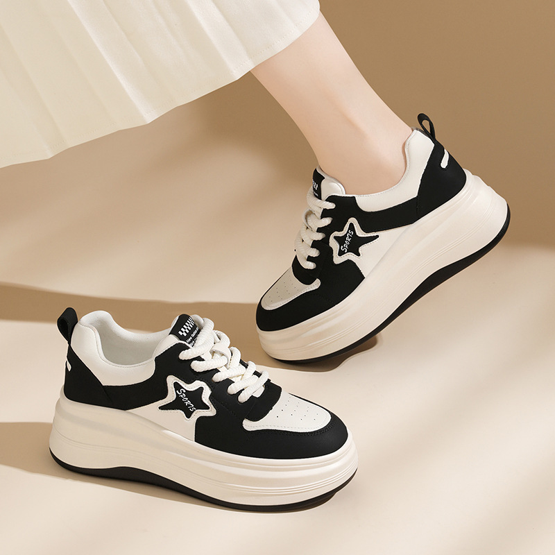 Genuine Leather Sneakers For Women 2024 Spring And Autumn New Platform Sole Non-Slip Lightweight Casual Versatile Women's White Shoes_vogvips.com