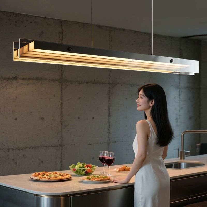 2026 New Style Restaurant Pendant Light: High-End Italian Light Luxury Single Strip Light for Bar Counters, Island Tables, and Glass Dining Tables