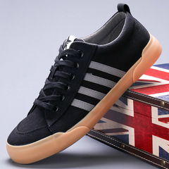 男士帆布鞋布鞋男2024春季新款休閒時尚百搭板鞋一腳蹬軟底休閒鞋