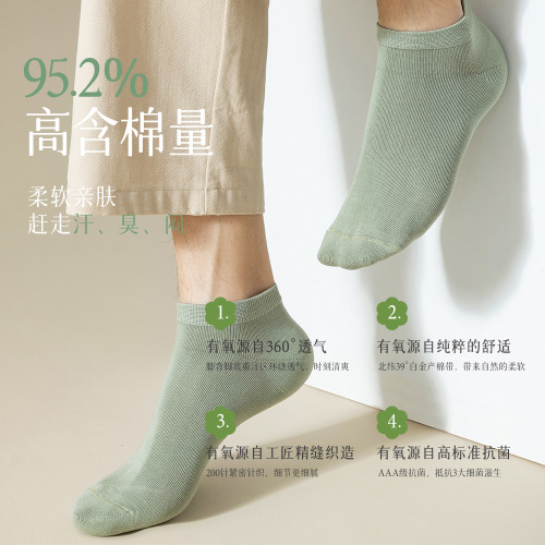 Men's Short Socks Spring and Autumn Style All-Season Pure Cotton Antibacterial Sweat Absorbent Cotton Socks Black Autumn Men's Boat Socks Black Cotton Socks