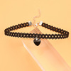 Black elastic crystal heart-shaped, chain for key bag , accessory, necklace, 2021 collection