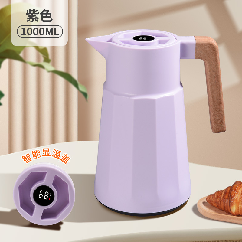 跨境大容量保温壶家用玻璃内胆保温水壶高颜值数显菱形木纹热水壶|undefined