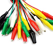 彩色鳄鱼夹测试线导线电源线5色随机双头带线长50cm大中小号10条