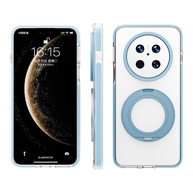 Huawei mate70pro+ 携帯電話ケース磁気回転スタンド Pura70 透明シリコングリッター支点ケースに適しています。|undefined