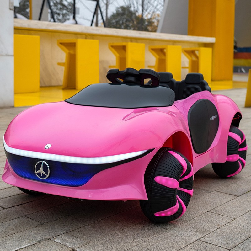 핑크 고급 구성: 4륜 구동 12V7 납산 배터리 가죽 시트 + 휠 라이트