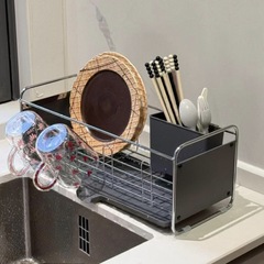 狭いボウルとディッシュの排水ラックキッチンシンク収納ラック家庭用小型カップホルダーカウンタートップコーナー多機能収納ラック