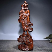 旧藏仿古黄杨木雕刻渡江达摩祖师佛像摆件中式传统工艺品家居装饰