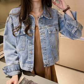 批发牛仔外套女秋季学生韩版宽松短外套春秋新款小外套短款百搭牛