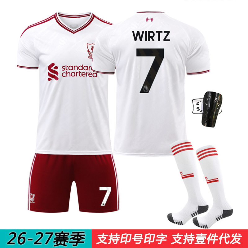 2627 Liverpool away jersey number 7 Wirtz football jersey, number 11 Salah jersey, number 9 Isak children's team jersey 2627 Liverpool away jersey number 7 Wirtz football jersey, number 11 Salah jersey, number 9 Isak children's team jersey