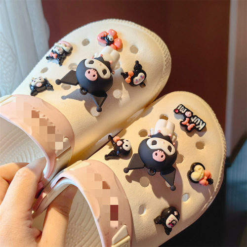 New Japanese three-dimensional black Lolita cute shoes flower hole shoes shoe buckle removable decorative buckle bow