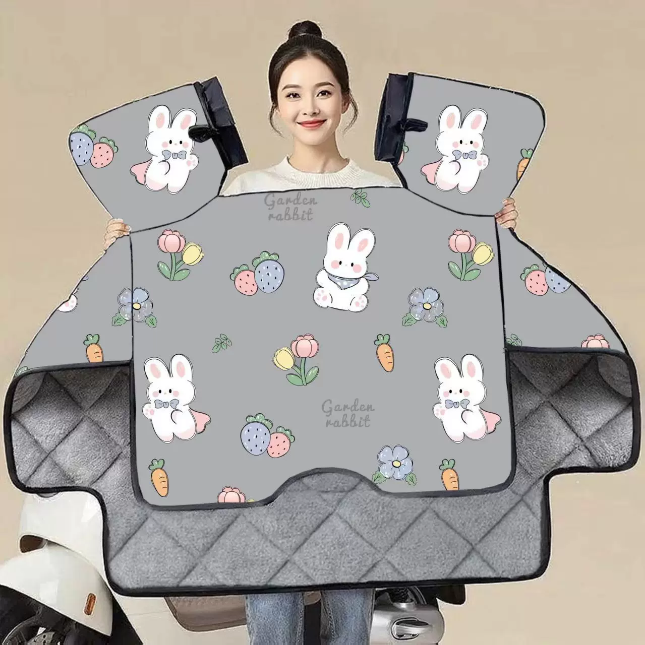 电动车挡风被连体冬季加厚踏板电瓶三轮车防水防风罩加绒四季通用