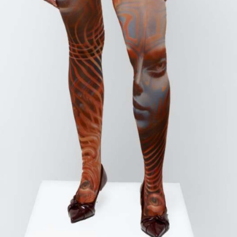 European and American Y2K cyber art face and eye print tights, women's psychedelic wave pattern visual illusion mesh stockings European and American Y2K cyber art face and eye print tights, women's psychedelic wave pattern visual illusion mesh stockings