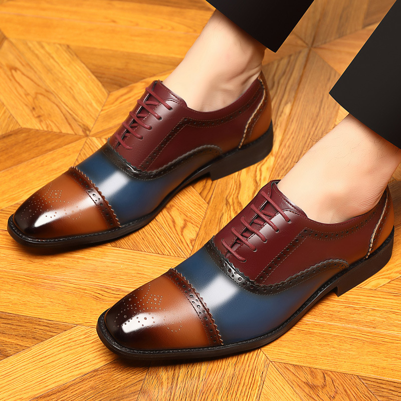 Herrenschuhe Brogue farblich passende Herrenschuhe geschnitzte Lederschuhe modische atmungsaktive All-Match-Business-formale Hochzeitslederschuhe_voghion.com