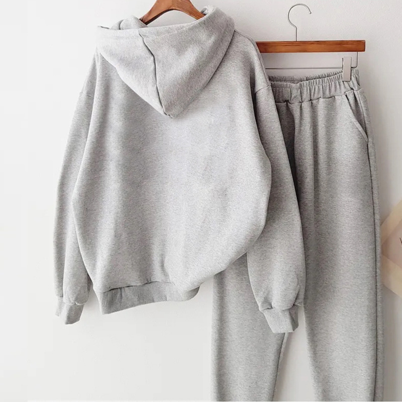 Women's Clothing Loose running student casual two piece sports suit for women autumn and winter cotton sweatshirt large size_voghion.com