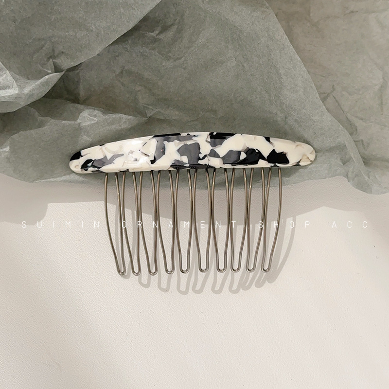 Flequillo en la frente insertar peine pelo roto acabado artefacto acetato horquilla Cabeza trasera femenina insertar reverso peine del pelo horquilla del tocado