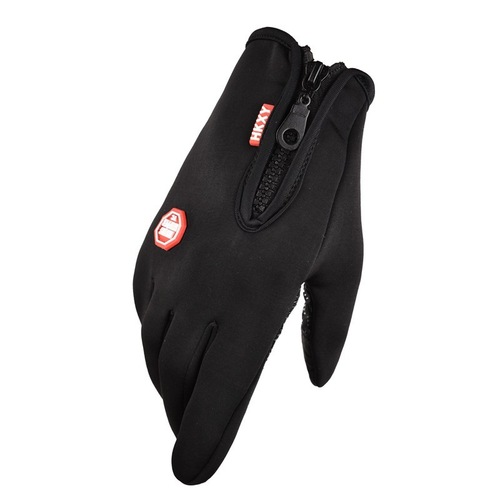 Outdoor sports autumn and winter water-repellent windproof warm full-finger touch screen zipper ski gloves