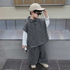 男童运动套装春秋款2025新款儿童衣服帅气男孩宝宝卫衣校服三件套