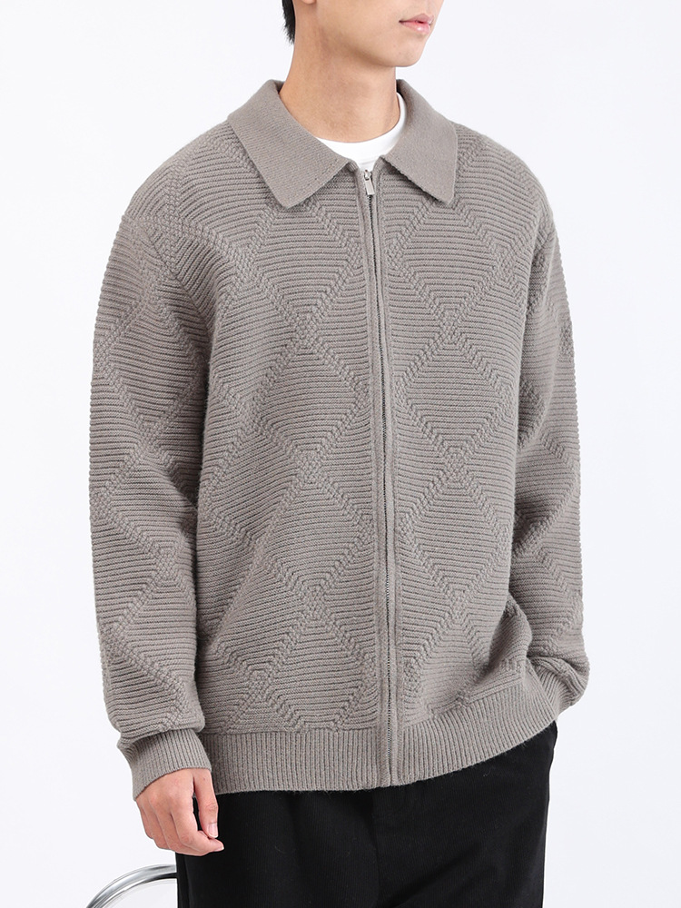 Hombre suéter de colga de otoño hombre 2025 coreano casual chaqueta con cremallera suelta camiseta de polo camiseta de punto hombre