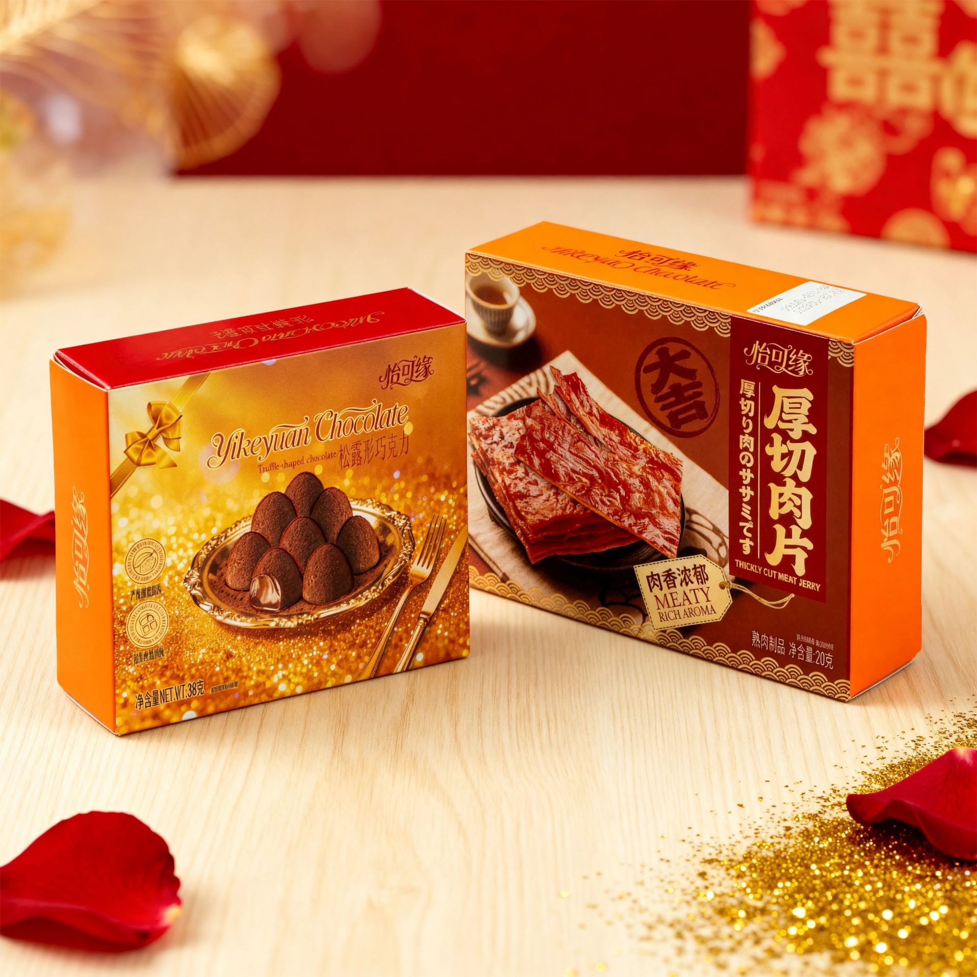 香港怡可缘精装小盒厚切猪肉脯松露形巧克力节日婚庆伴手搭配礼盒