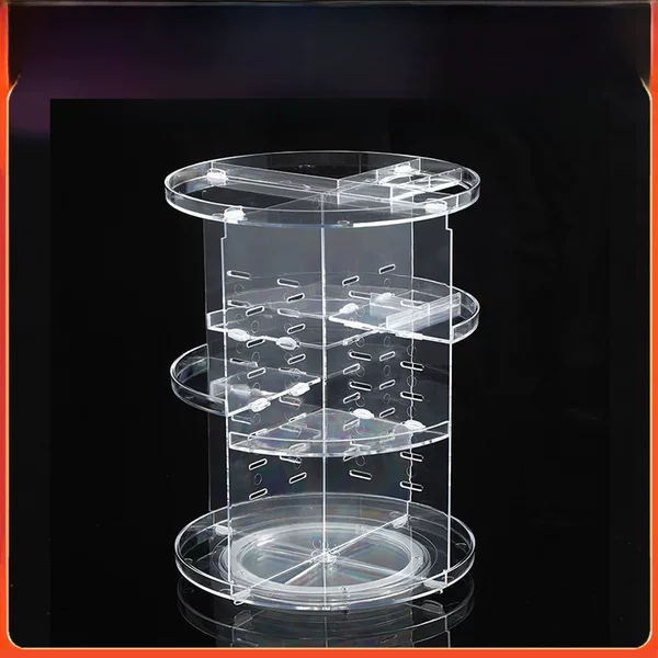 Cross-Border 360-Degree Rotating Cosmetics Storage Rack Acrylic Transparent Desktop Cosmetics Storage Rack Wholesale
