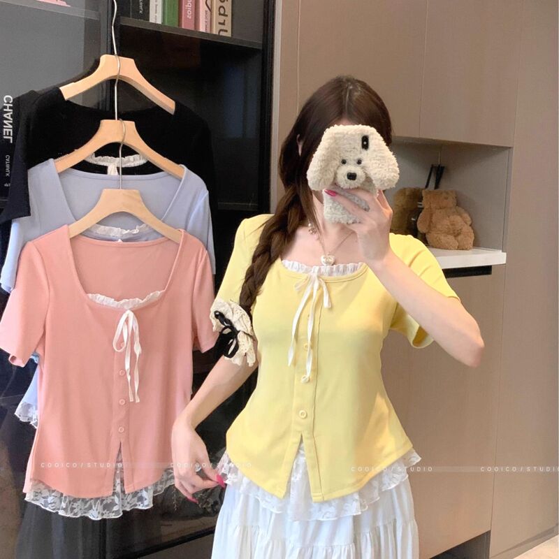 Plus-Size Unique and Beautiful Two-Piece Short-Sleeve T-Shirt for Women, Summer 2026 New Style, Loose Fit for Chubby Girls, Slimming and Pure Desire Top
