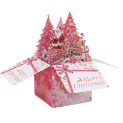 火烈鸟粉色圣诞节立体盒贺卡3D创意弹出式卡片 pop-up greeting