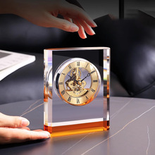 拼色水晶钟表定制大号拼接水晶表  办公室卧室书房桌面装饰品摆件