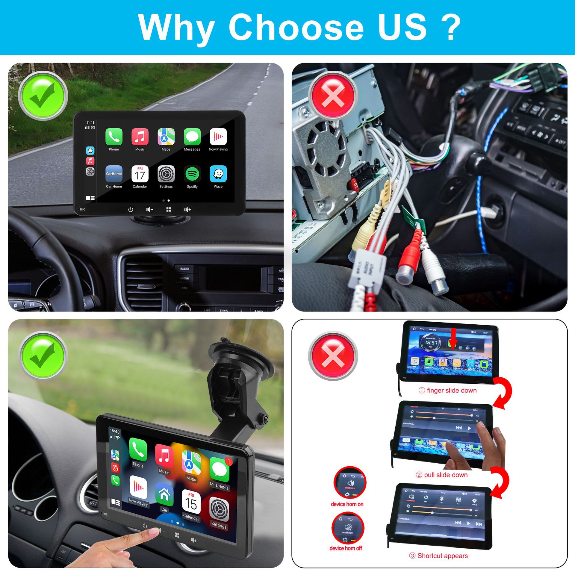 Cross-Border 7inch Portable In-Car Screen Projection Mp5 Player Carplay Car Navigation Ips High-Definition Screen Smart
