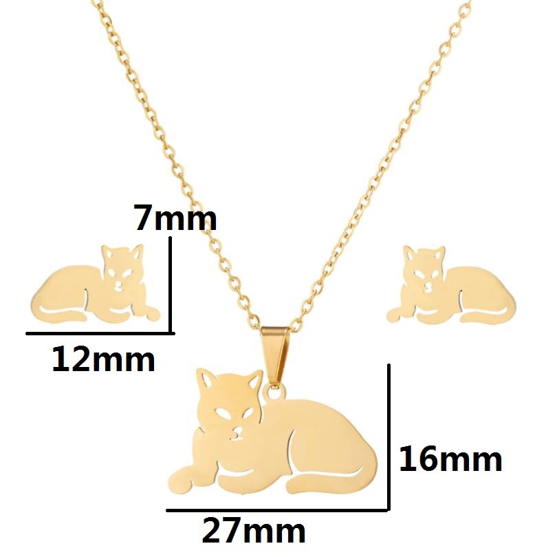 Fashion Animal Stainless Steel Plating Earrings Necklace 1 Set